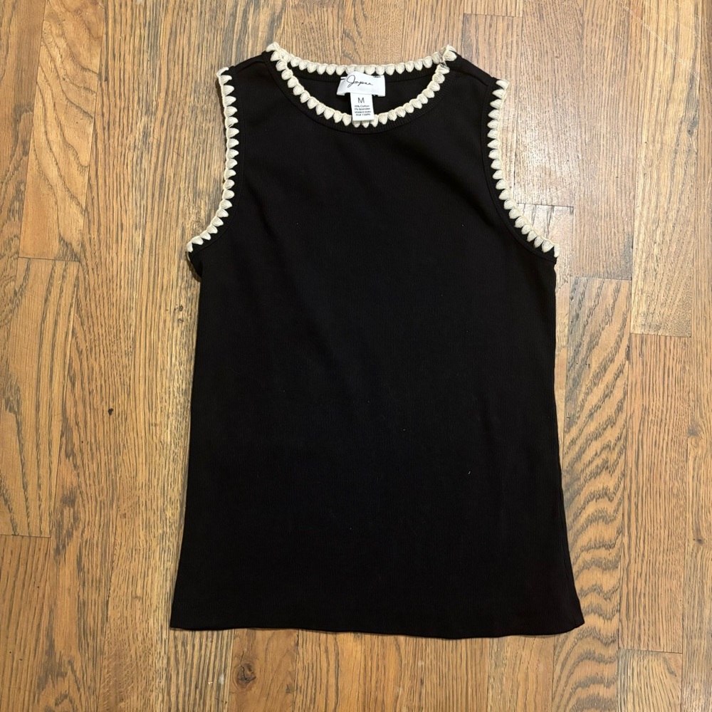 Black Tank Top with White Details